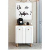 izcodesign Bohem Model 2 Kapaklı 3 Raflı Kahve Köşesi Standı - MDF Membran Kapak | 60 cm Kahve İstasyonu
