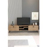 izcodesign Model Z 150 cm Çam TV Ünitesi – Dekoratif Raflı İki Kapaklı Modern TV Sehpası | Televizyon Konsolu