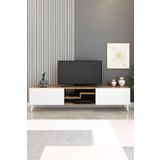 izcodesign Model Z Tv Ünitesi 150 Cm Dekoratif Raflı Iki Kapaklı Tv Sehpası Beyaz-çam Renk