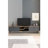 izcodesign Model Z Tv Ünitesi 150 Cm Dekoratif Raflı Iki Kapaklı Tv Sehpası Çam Renk