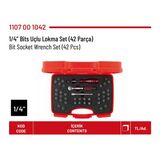 İzeltaş 1/4" Bits Uçlu Lokma Seti (42 Parça) | Cırcır Kollu, Tornavida Kolu ve Çok Çeşitli Uç Takımı