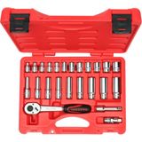 İzeltaş 3/8" Altı Köşe Lokma Seti (24 Parça, Metrik) | Standart ve Derin Lokmalı, Cırcır Kollu Takım