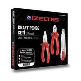 İzeltaş 3'lü Kraft Pense Seti 3 Parça Kraft Pense 160mm Kraft Yan Keski 160mm Maket Bıçağı Kırmızı