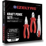 Izeltaş 3'lü Kraft Pense Seti 3 Parça Kraft Pense 160MM Kraft Yan Keski 160MM Maket Bıçağı