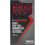 İzeltaş 4776008107 Delikli Torx Uçlu Tornavida Seti 7 Parça - Kırmızı