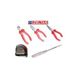 İzeltaş 5 Parça El Aleti Seti Pense + Yankeski + Kargaburun + 5 Mt+ Kontrol Kalemi 190 Mm Düz Uçlu İZSET-2