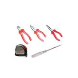 İzeltaş 5 Parça El Aleti Seti Pense + Yankeski + Kargaburun + 5 Mt+ Kontrol Kalemi 190 Mm Düz Uçlu