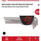 İzeltaş Alyan (Allen) Anahtar Takımı Altı Köşe Uzun Boy 10 Lu