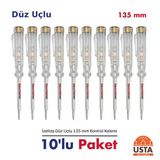 İzeltaş Düz Uçlu Kontrol Kalemi 135 Mm 10’Lu Paket