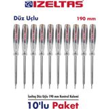 İzeltaş Düz Uçlu Kontrol Kalemi 190 mm 10'lu Paket Elektrik Kontrolü İçin Dayanıklı Malzeme - 190mm