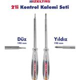 İzeltaş Izeltaş 2 li Kontrol Kalem Seti Düz ve Yıldız Uç 190 mm - Gri