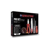 İzeltaş İzeltaş 5'li Pro Set 5 Parça Kraft Pense 160mm Kontrol Kalemi Tornavida Maket Bıçağı Şerit Metre Kırmızı