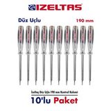 İzeltaş İzeltaş Düz Uçlu Elektrik Kontrol Kalemi 190 Mm Büyük Boy 10 Adet Şeffaf