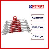 İzeltaş Kombine Anahtar Takımı 8 Parça Kısa Boy Dayanıklı Çelik - 8 Adet Kısa Boy Kombine Anahtar