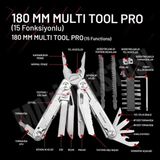Izeltaş Multi Tool Pro 15 Fonksiyonlu 180 mm Çok Amaçlı Pense Çakı Seti