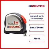 İzeltaş | Şerit Metre, Mıknatıslı Uç ile Yüzeye Yapışan Krom Metre, 5 m, 19 mm