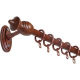 İzen Ahşap Başlıklı Raysız Eko Rustik Perde Askısı (Alüminyum Boru) Plastik Halka ve Klips - 125 cm - Ceviz