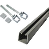 İzen Rustik Perde Askısı İçin Alüminyum Ray (19mm) Tekli Korniş Plastik Kelepçe ve Kapak - 60 cm - Açık Gri