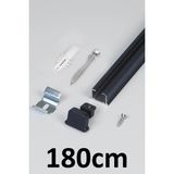 İzen Tek Kanallı Alüminyum Ray (19MM) Tekli Korniş + Metal Portray - Antrasit - 180 cm