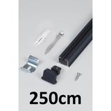 İzen Tek Kanallı Alüminyum Ray (19MM) Tekli Korniş + Metal Portray - Antrasit - 250 cm