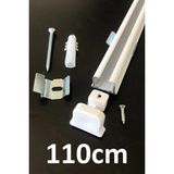 İzen Tek Kanallı Alüminyum Ray (19MM) Tekli Korniş + Metal Portray - Beyaz - 110 cm