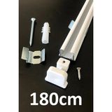 İzen Tek Kanallı Alüminyum Ray (19MM) Tekli Korniş + Metal Portray - Beyaz - 180 cm