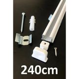 İzen Tek Kanallı Alüminyum Ray (19MM) Tekli Korniş + Metal Portray - Beyaz - 240 cm