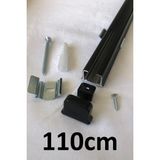 İzen Tek Kanallı Alüminyum Ray (19MM) Tekli Korniş + Metal Portray - Siyah - 110 cm