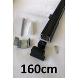 İzen Tek Kanallı Alüminyum Ray (19MM) Tekli Korniş + Metal Portray - Siyah - 160 cm