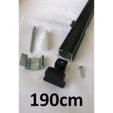 İzen Tek Kanallı Alüminyum Ray (19MM) Tekli Korniş + Metal Portray - Siyah - 190 cm