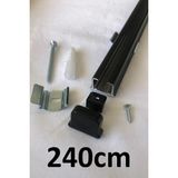 İzen Tek Kanallı Alüminyum Ray (19MM) Tekli Korniş + Metal Portray - Siyah - 240 cm