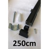 İzen Tek Kanallı Alüminyum Ray (19MM) Tekli Korniş + Metal Portray - Siyah - 250 cm