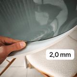 İzen Yuvarlak 2,0 mm Buzlu Siyah Şeffaf Pvc Masa Örtüsü Kalın Kaymaz Koruyucu Esnek Mika Asetat Muşamba - 85 x 85 cm