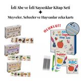 İzli Abc Ve Sayıcıklar Kitabları Oluklu - Hayvanlar, Meyveler, Sebzeler Zeka Kartları Seti
