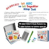 İzli Abc Ve Sayıcıklar Kitabları Oluklu Seti 1adet Sihirli Uçan Kalem - Tutma Aparatı, 10 Adet Kalem İçi