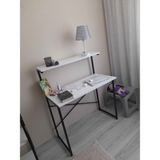 İzmir Alinda Mobilya Raflı Çalışma Masası Laptop Masası Organizer Düzenleyici - 90 cm - Beyaz