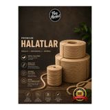 izmir Bitpazarı 8 mm 30 Metre Jüt Halat Ip Dekoratif Hasır Ip Kendir