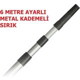 İzmir Fırça İzmir Teleskopik Metal Sap 6 Metre Ayarlı Sırık, Uzun Süreli Kullanım İçin İdeal