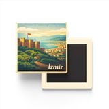 İzmir - Kadifekale - Baskılı Buzdolap Magneti Kare - 9x9 cm