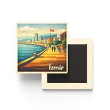 İzmir - Kordon - Baskılı Buzdolap Magneti Kare - 9x9 cm