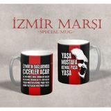 Izmir Marşı Tasarımlı Futbol Temalı Şık Kupa Bardak, Siyah-Kırmızı Renkli. - Seçenek 1
