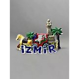 İzmir Polyester Kabartmalı Magnet 9X7 Cm Dekoratif Hediyelik Buzdolabı Süsü (Kod:1372)