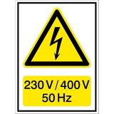 İzmir Serifgari 230V / 400V 50Hz Galvaniz Uyarı Levhası 17,5 x 25 cm