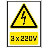 İzmir Serifgari 3 x 220V 2.6 mm PVC Uyarı Levhası 25 x 35 cm