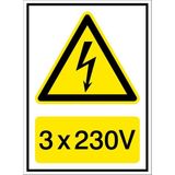 İzmir Serifgari 3 x 230V Galvaniz Uyarı Levhası 17,5 x 25 cm