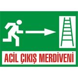 İzmir Serifgari Acil Çıkış Merdiveni (Sağ) 2.6 mm PVC Uyarı Levhası 17,5 x 25 cm