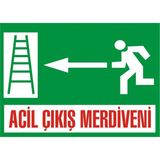 İzmir Serifgari Acil Çıkış Merdiveni (Sol) Galvaniz Uyarı Levhası 25 x 35 cm