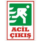 İzmir Serifgari Acil Çıkış (Sağ) Galvaniz Uyarı Levhası 25 x 35 cm