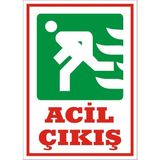 İzmir Serifgari Acil Çıkış (Sol) Galvaniz Uyarı Levhası 25 x 35 cm