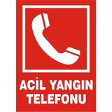 İzmir Serifgari Acil Yangın Telefonu Galvaniz Uyarı Levhası 25 x 35 cm